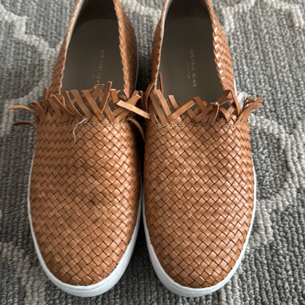 Michael Kors Collection Braided Leather Brown Sneakers for Everyday Elegance